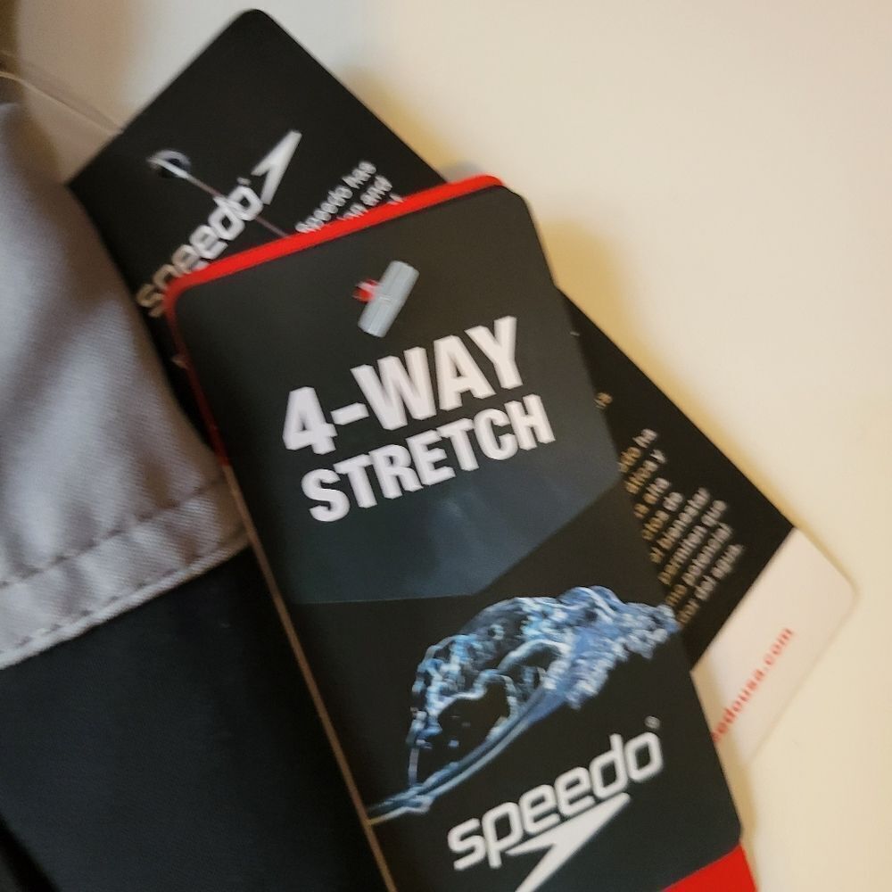 $50 NEW SPEEDO MARINA GRAY BLACK STRETCH FLEX VOLLEY SHORTS w/ liner L large NWT - Picture 3 of 15